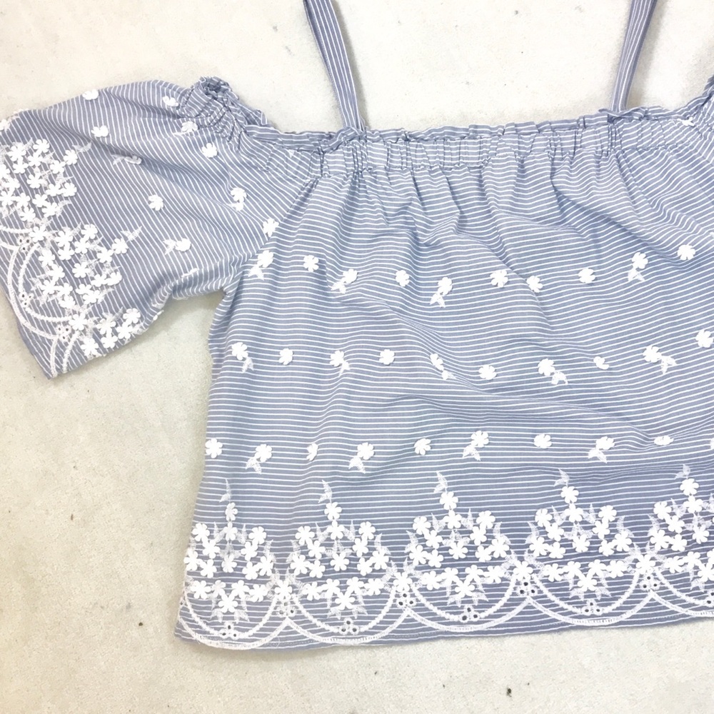 a new day cold shoulder top 2X eyelet lace stripes - Picture 4 of 7